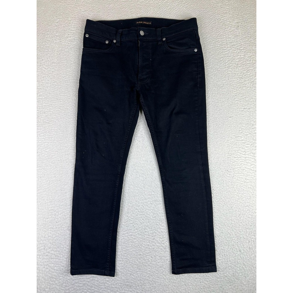 Nudie Jeans Co Lean Dean Jeans Mens 32x30 (Fits 32x26) Black Slim Tapered Denim